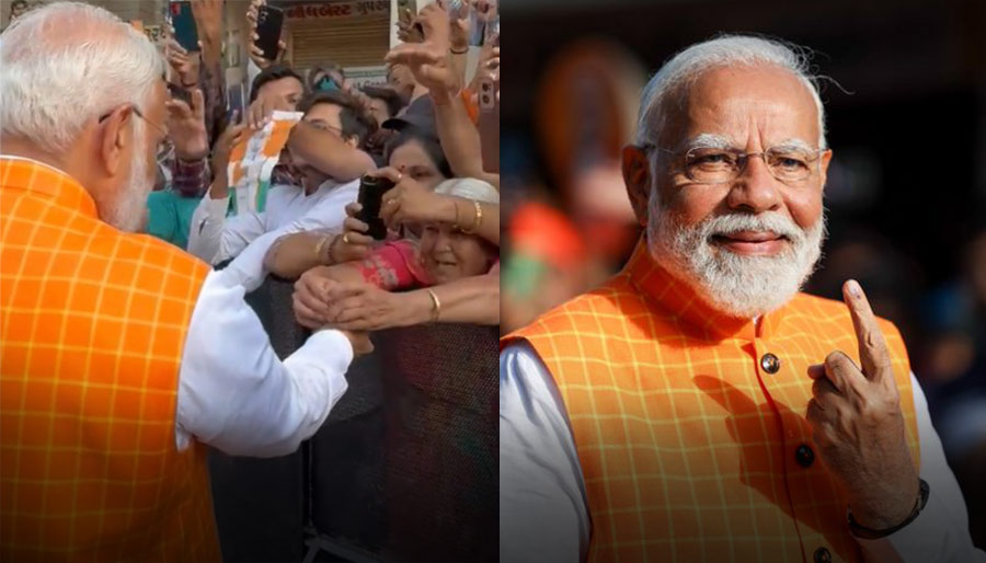 Elderly Woman Ties Rakhi to PM Modi, Shares Blessings